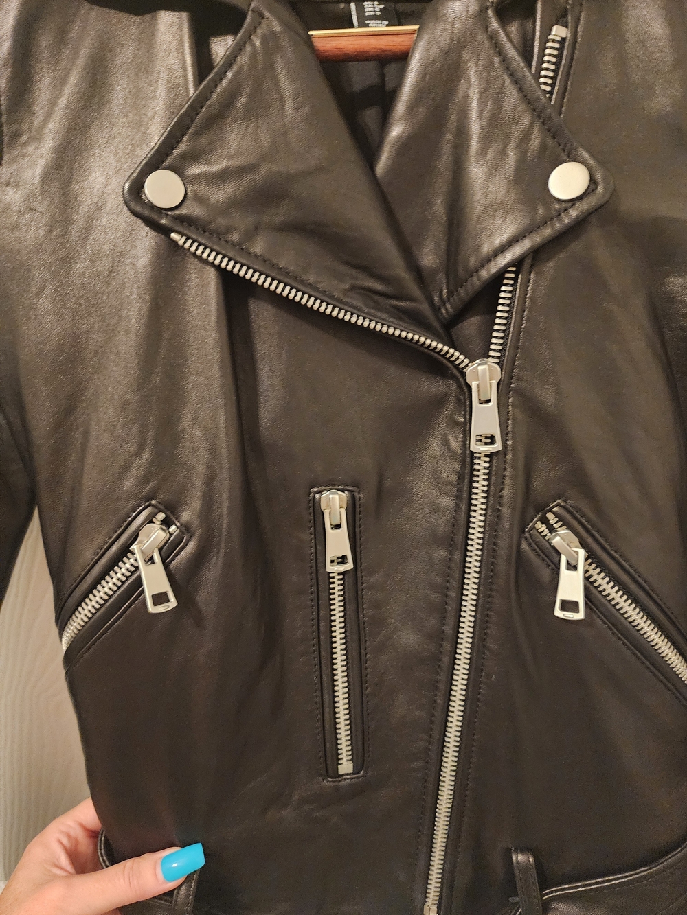 Belle Vere Black Leather Biker Moto Jacket Like New Women's Size Small - Picture 5 of 12